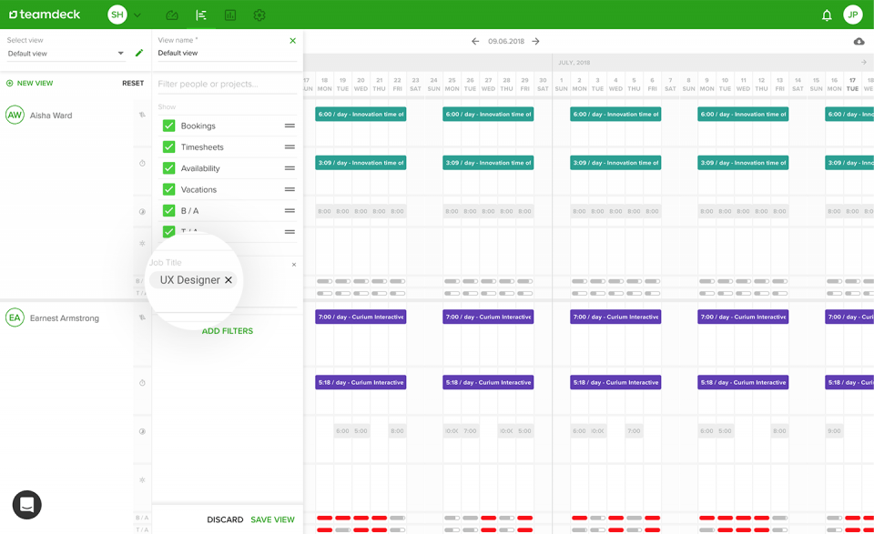 Find the right people in Teamdeck's resource scheduling tool not only for project management